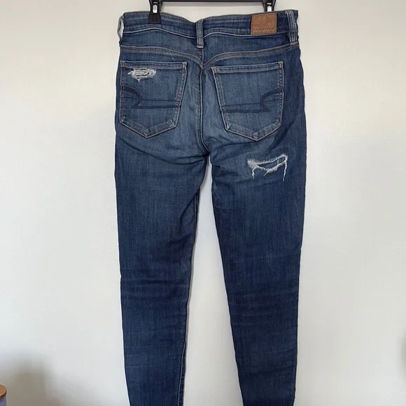 American Eagle Blue Skinny Ripped Jeans - Picture 3 of 4